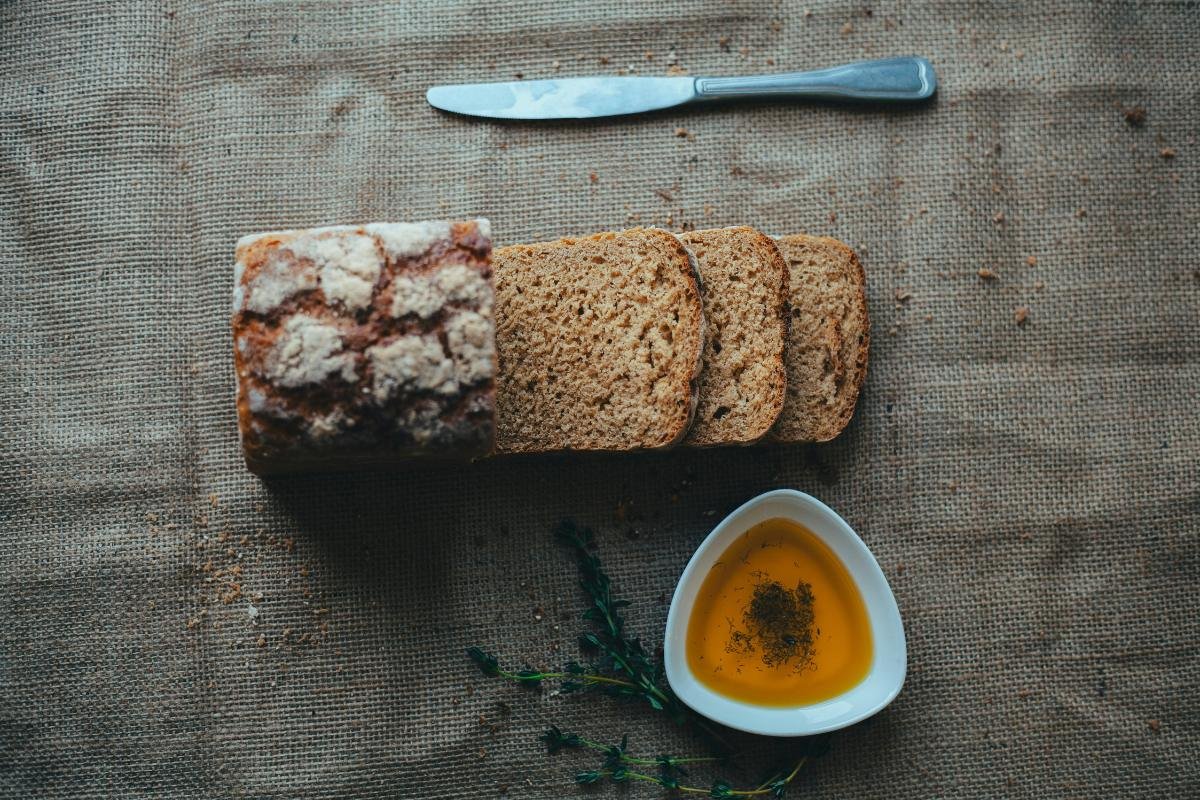 Traditional Greek bread served with extra virgin olive oil for dipping