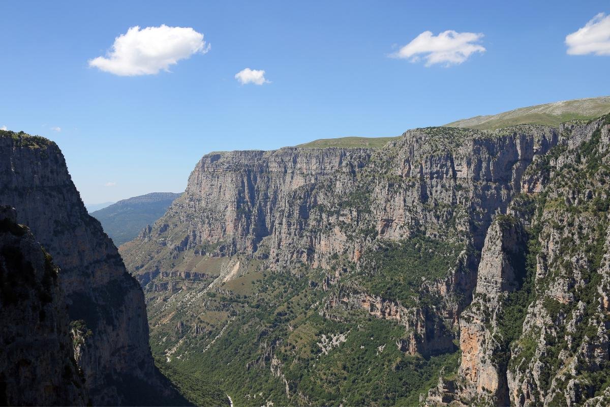 Panoramic view of the Pindos Mountains from Vikos Gorge
