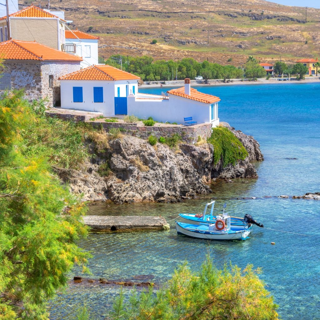 Peaceful harbor in Sigri village near the Petrified Forest of Lesvos